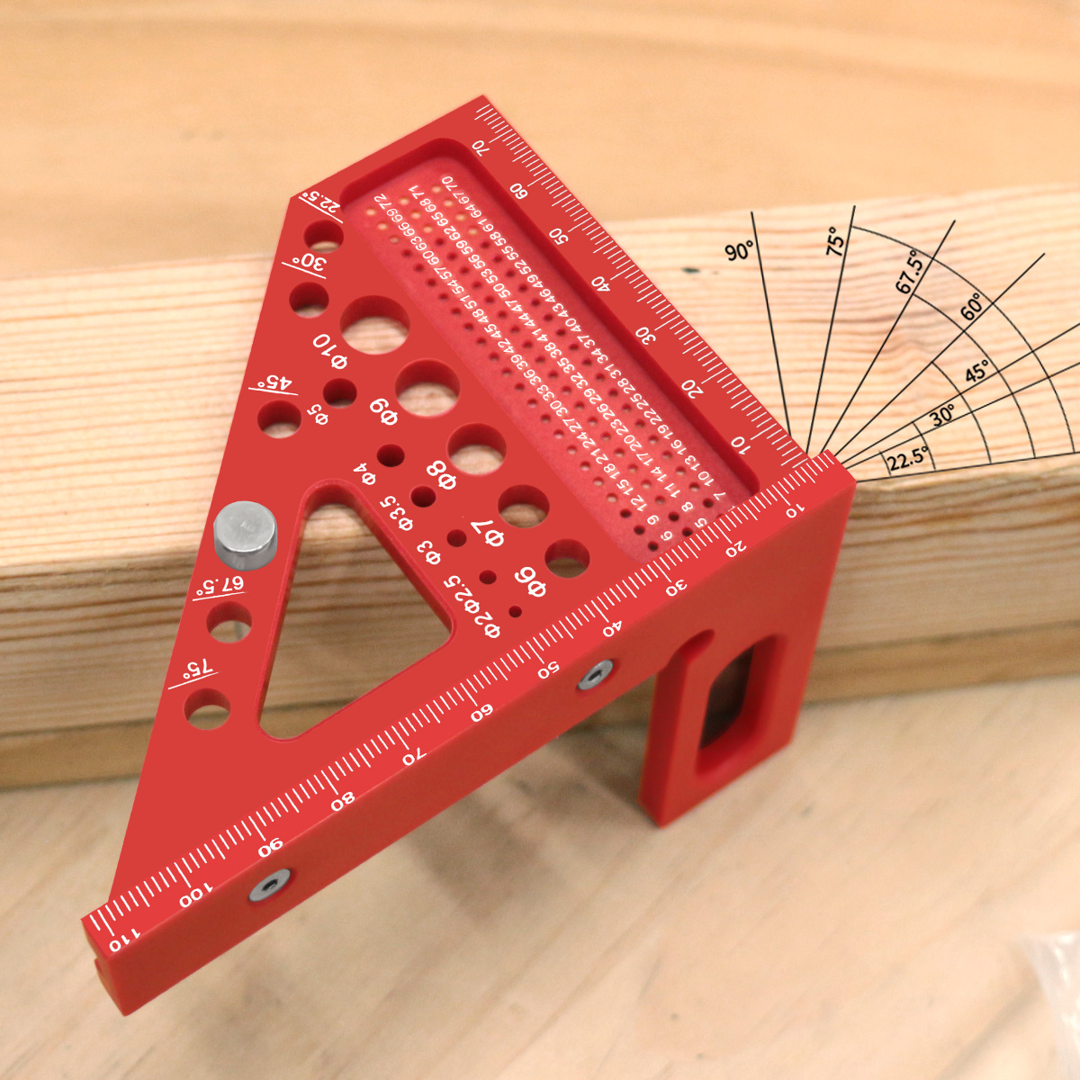 Woodworking For Engineers - 3D-Multiwinkel-Messlineal, metrisch, 45/90 Grad, Holzbearbeitungs-Winkelmesser aus