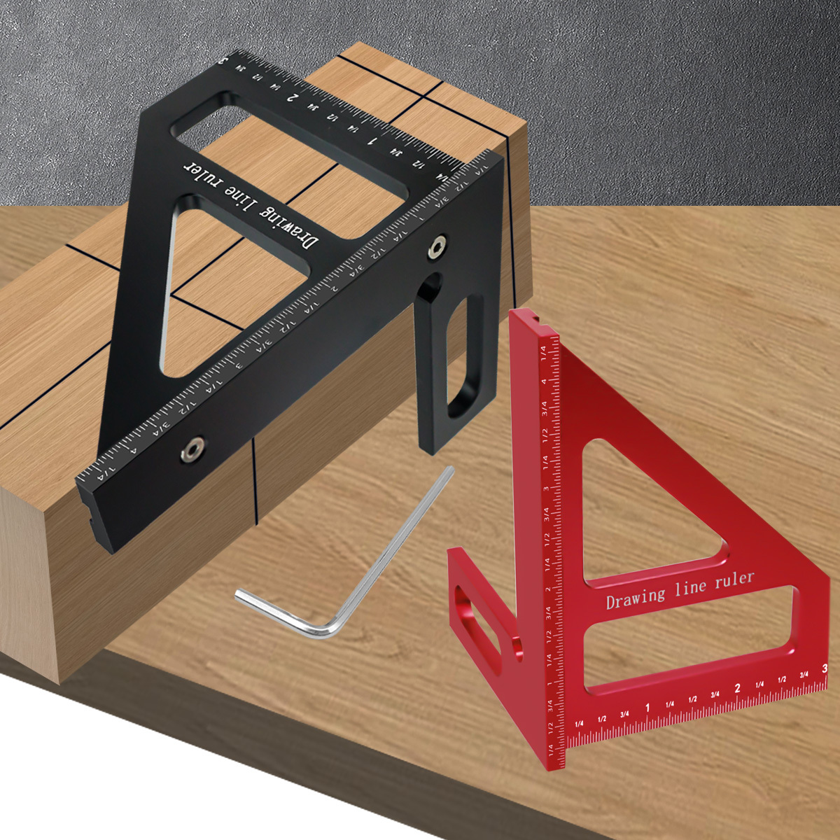 Woodworking For Engineers - Zoll 45- und 90-Grad-Aluminium-Gehrungsdreieckslineal – Präzises