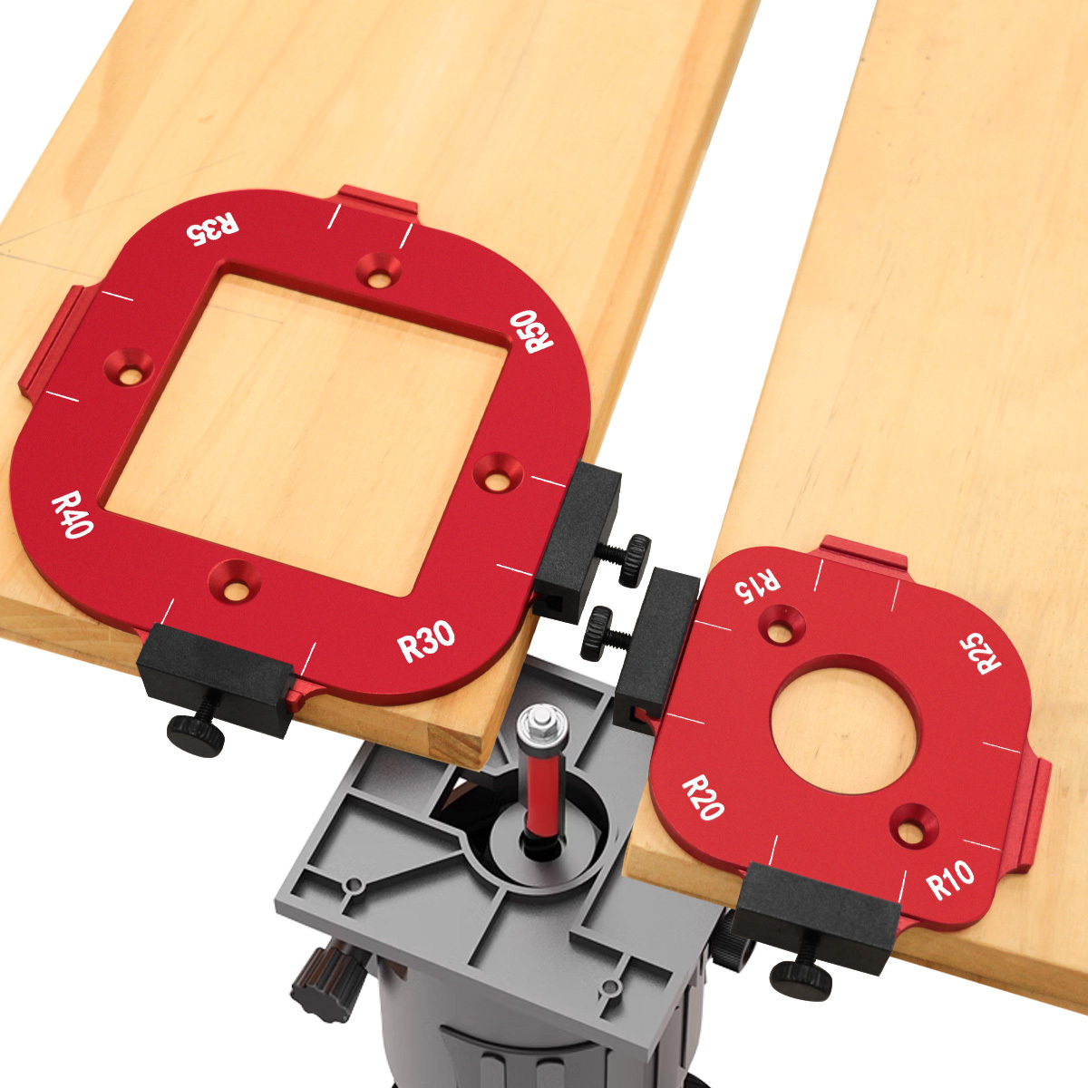 Woodworking Design Software - Holzbearbeitungs-Frässchablonen für Eckradius, 4-in-1 Bogen-Eckvorrichtung, R10-R50