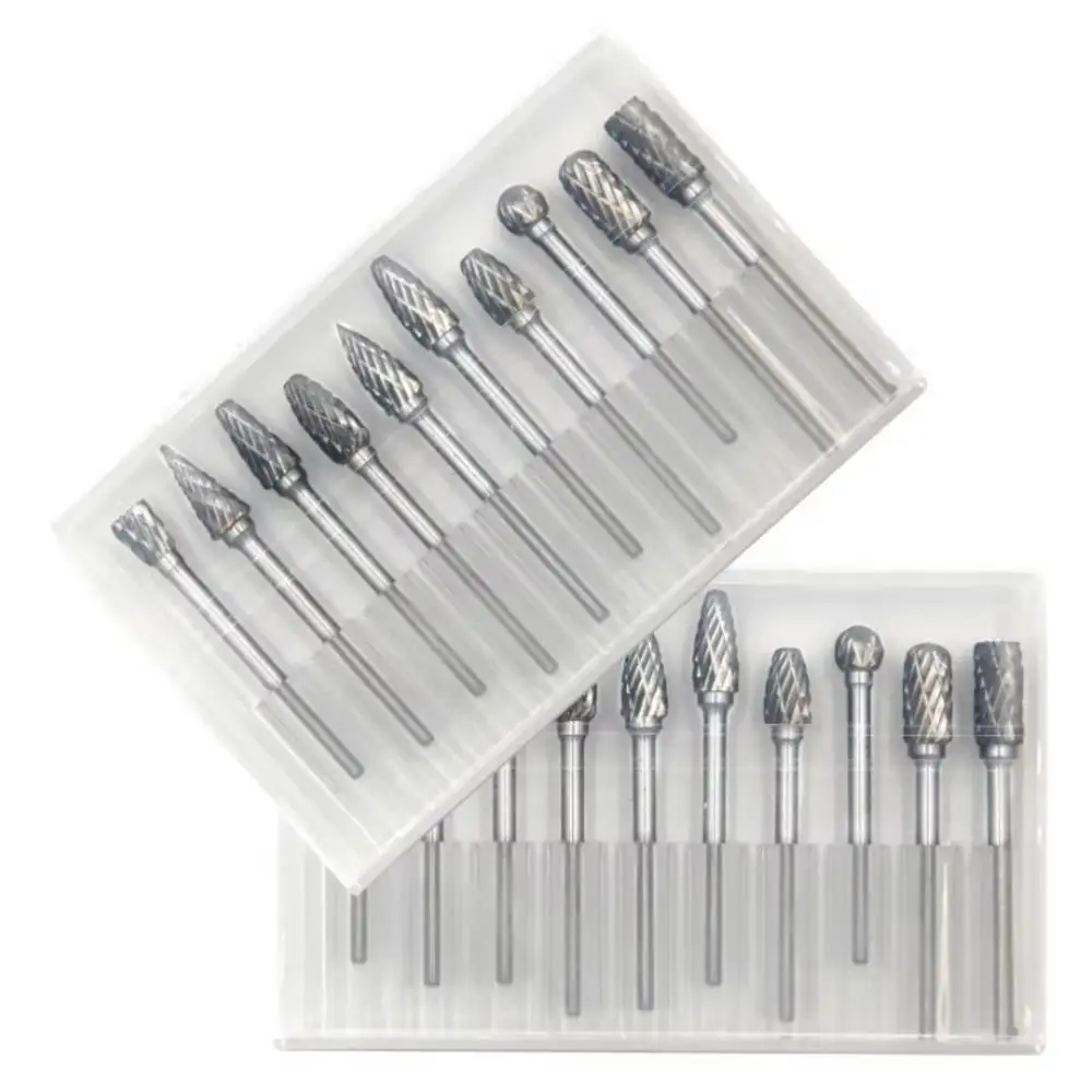 Woodworking Drill Bits - 10-teiliges Hartmetall-Fräser-Set mit 3mm Schaft, Doppelschnitt-Schleifaufsätze,